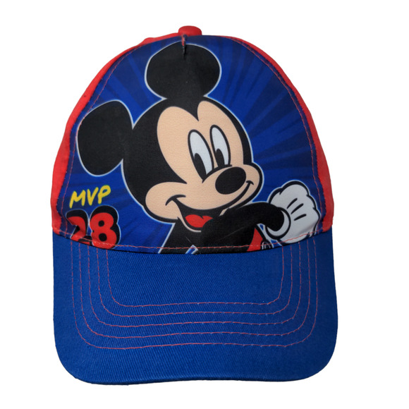 Disney Mickey Mouse Boy's Snapback Hat Blue Red OSFM Graphic Logo - Picture 1 of 8